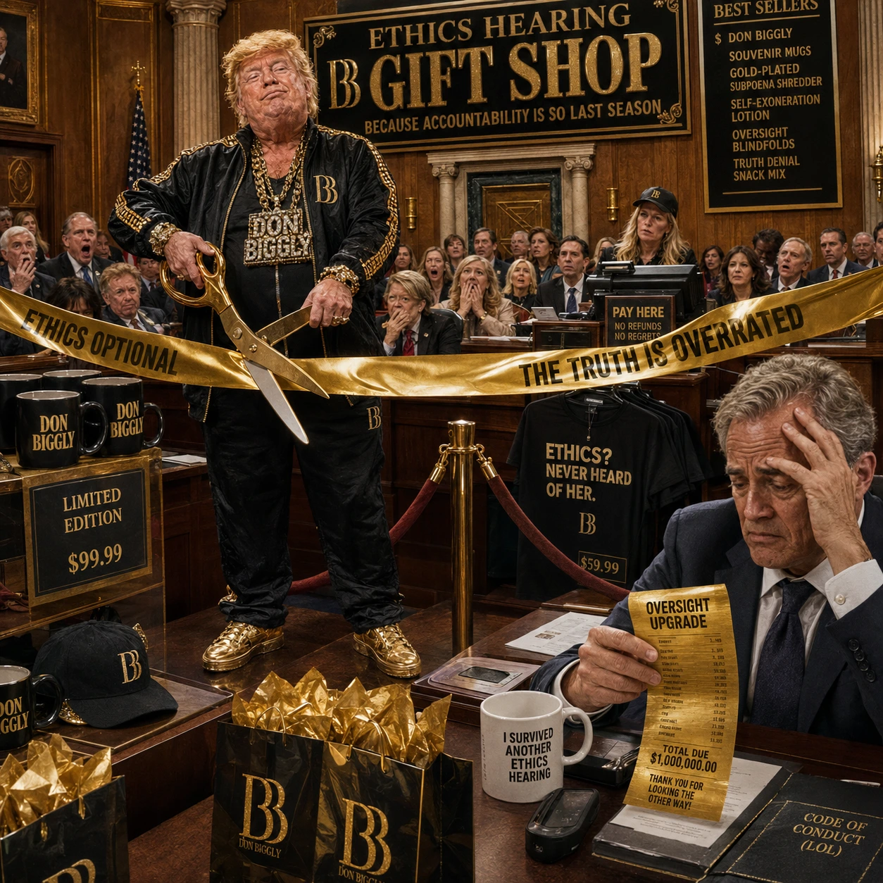 Don Biggly artwork: Ethics Hearing Gift Shop