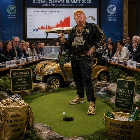 Don Biggly artwork: The Climate Summit Putting Green